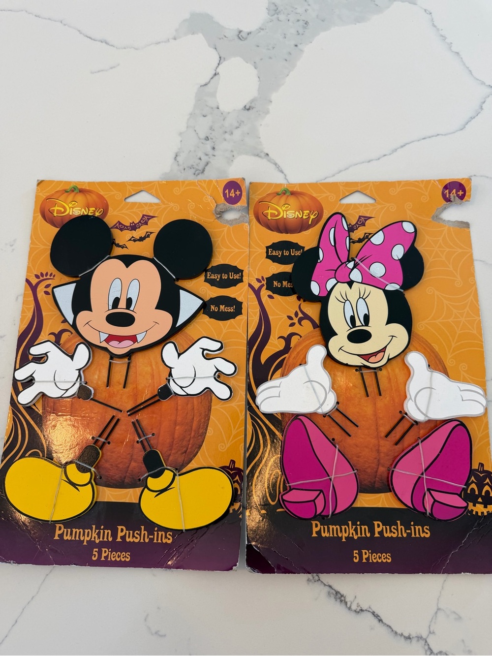 Disney Mickey and Minnie Pumpkin Push-ins - Black, Yellow, Pink, White